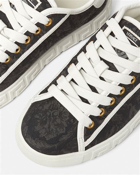 versace baroque velvet high-top sneakers|Versace barocco greca.